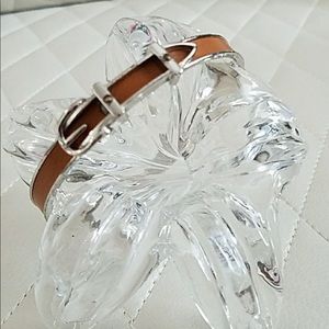 Hermes silver with brown leather belt bracelet